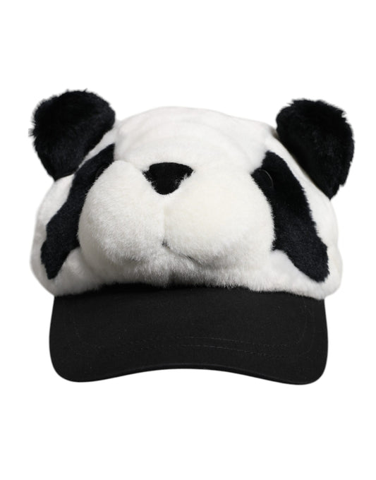 Dolce & Gabbana Svart Hvit Panda Pels Dame Baseball Cap