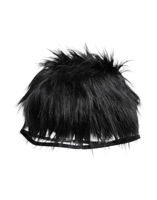 Dolce & Gabbana Black Faux Fur Bucket Hat