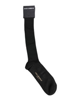 Dolce & Gabbana Black Viscose Logo Over The Calf Socks