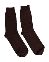Dolce & Gabbana Brown Solid Cotton Stretch Mid Calf Socks