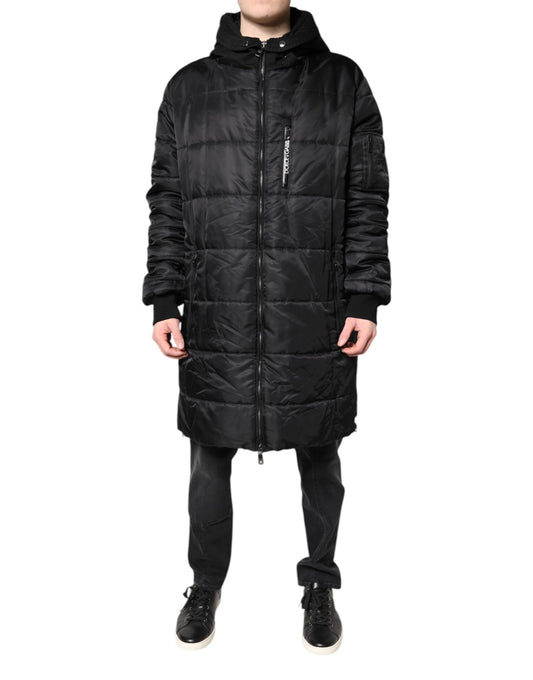 Dolce & Gabbana Black Hooded Parka Winter Men Coat Jacket
