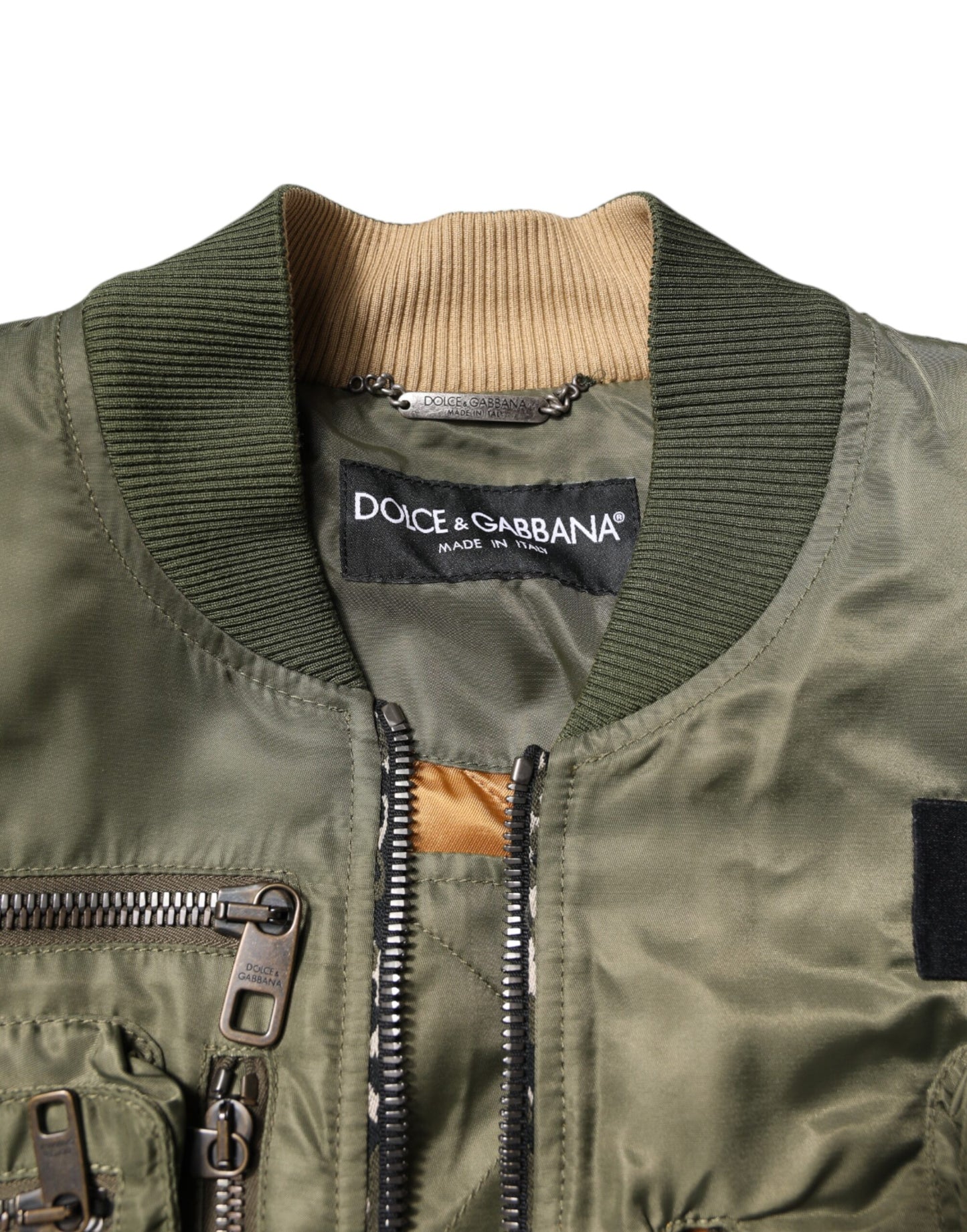 Dolce & Gabbana Grön Nylon Full Dragkedja Herr Bomberjacka