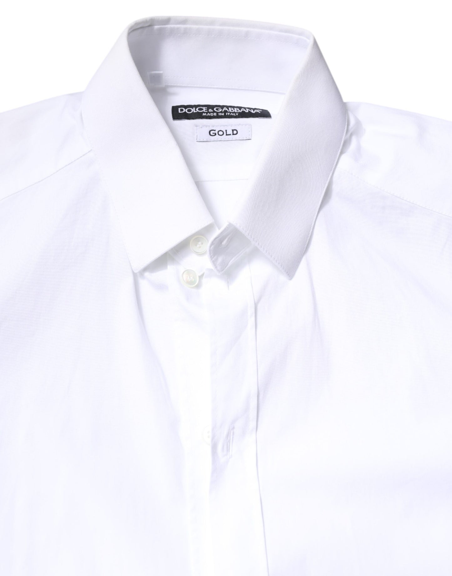 Dolce & Gabbana Hvit Bomull Gull Kjole Formell Skjorte Med Krage