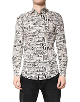 Dolce & Gabbana White Black Logo MARTINI Men Casual Shirt