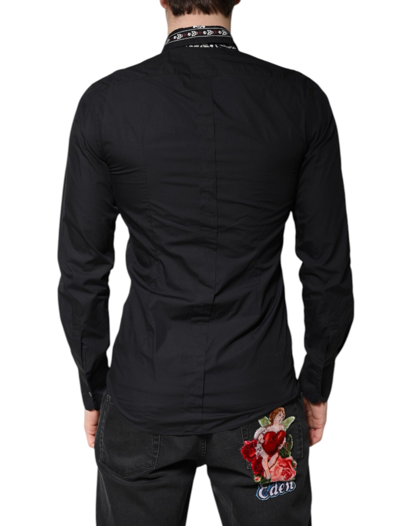Dolce & Gabbana Svart Vit Bandana GULD Formell Skjorta