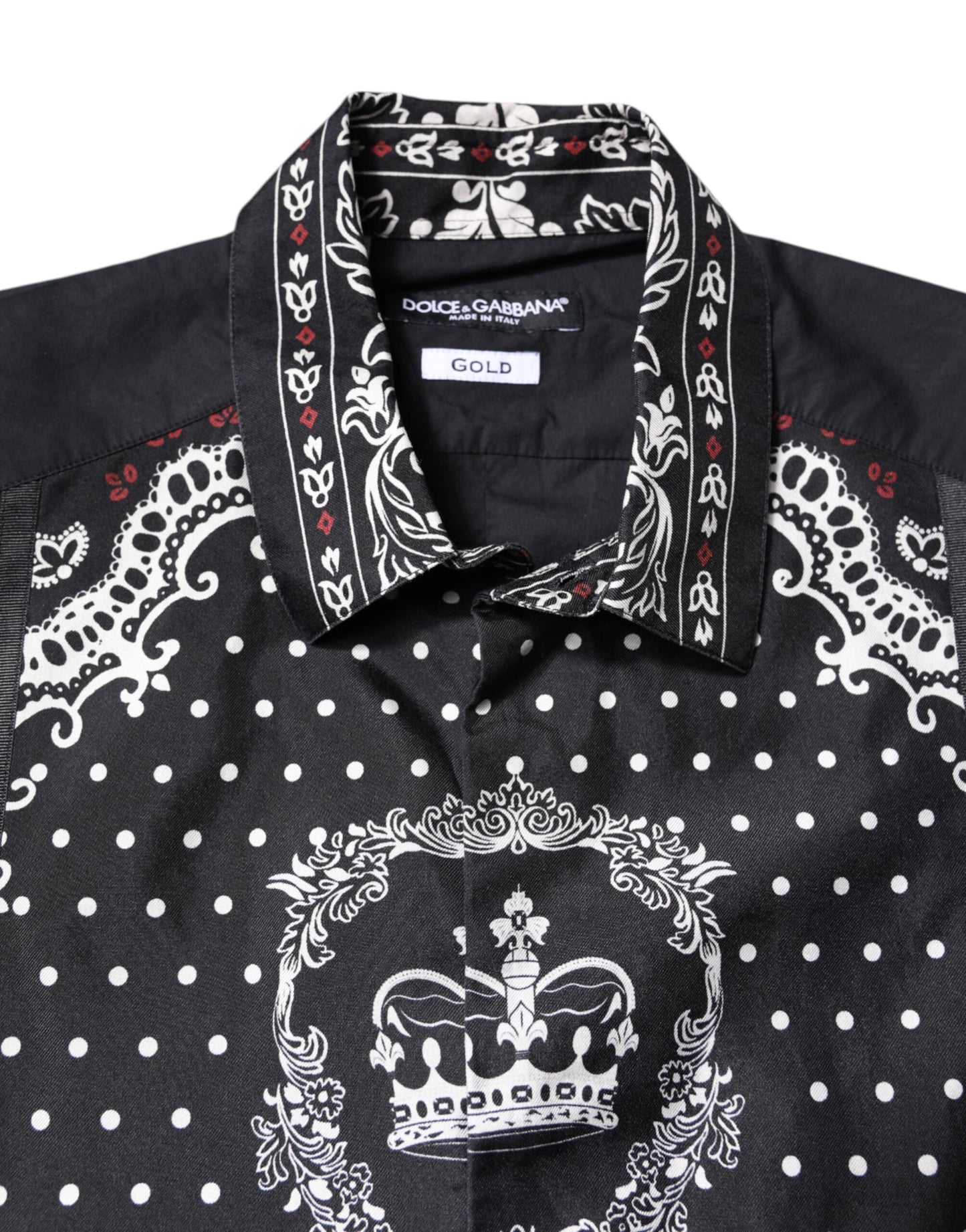 Dolce & Gabbana Svart Vit Bandana GULD Formell Skjorta