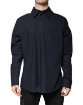 Dolce & Gabbana Dark Blue Cotton Long Sleeve Shirt