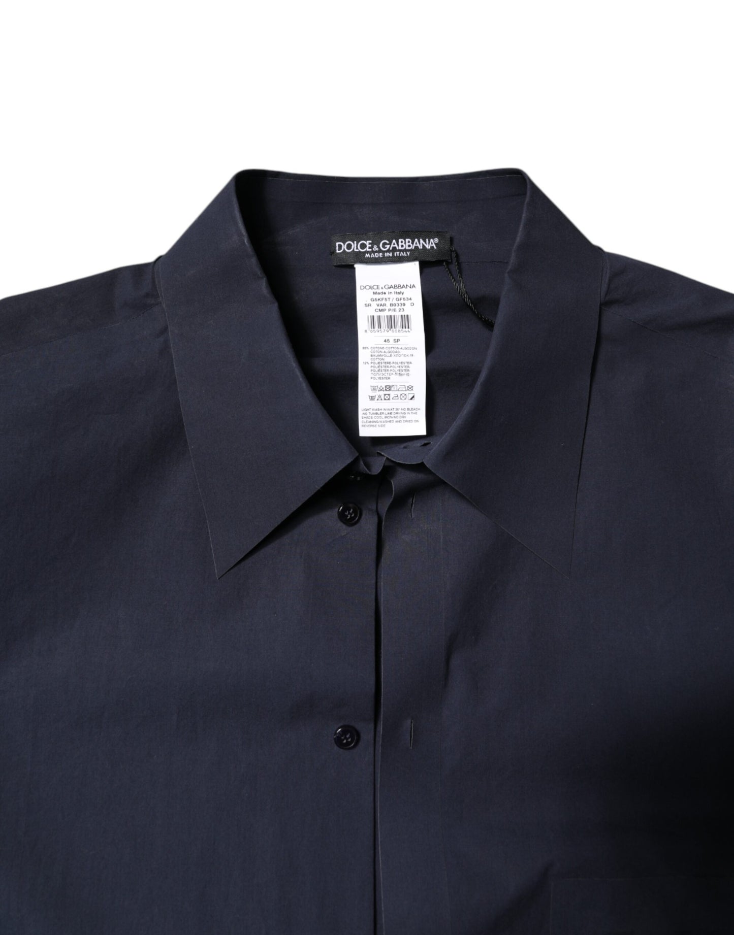 Dolce & Gabbana Mörkblå bomullsskjorta med lång ärm