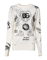 Dolce & Gabbana White Logo Angel Print Women Pullover Sweater