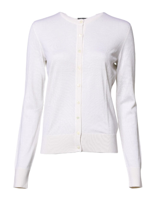 Dolce & Gabbana hvit kasjmir cardigan med rund hals