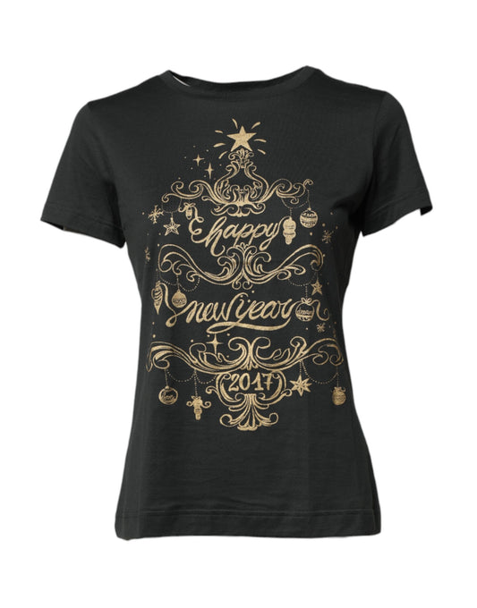 Dolce & Gabbana svart bomulls-T-skjorte med rund hals og korte ermer