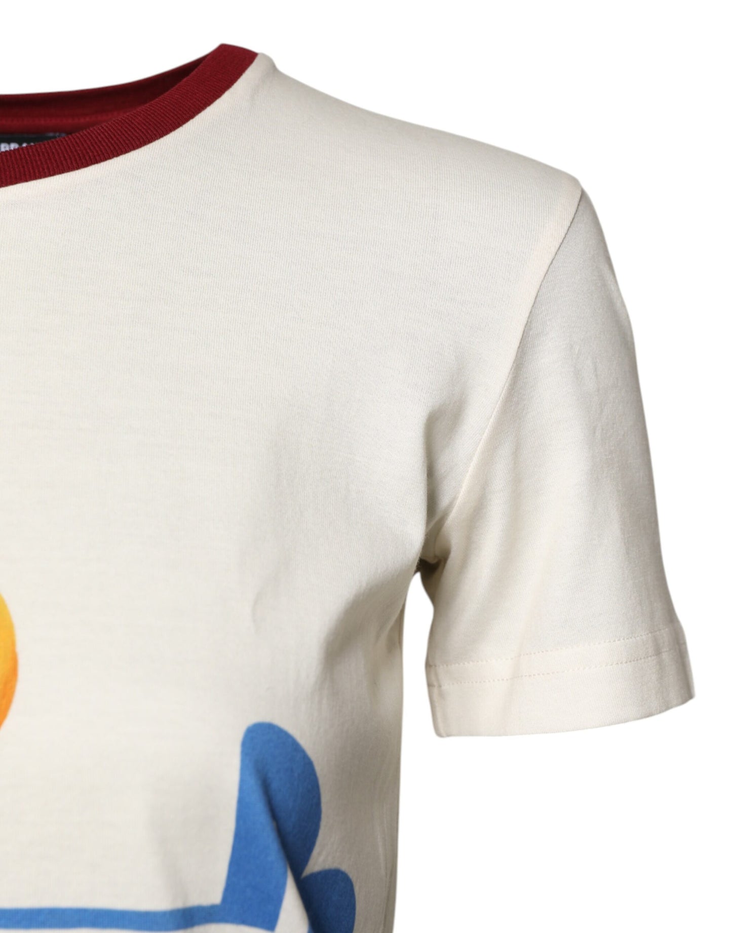 Dolce & Gabbana Vit bomullsmönstrad t-shirt med korta ärmar