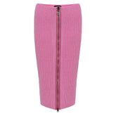 Tom Ford Pink Wool Midi Skirt