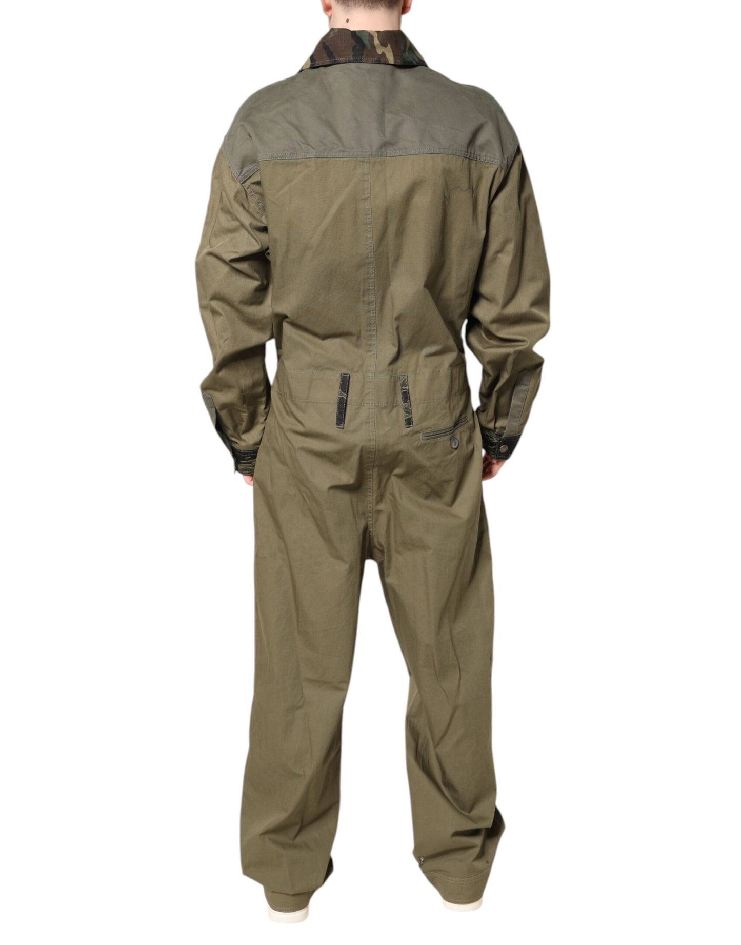 Dolce & Gabbana Brunt Bomulls Stretchigt Skjorta Byxor Casual Set