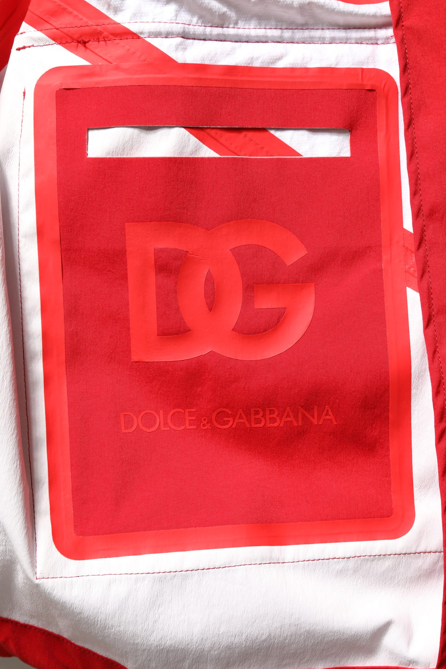 Dolce & Gabbana Röd Vit Nylon Hel Dragkedja Vindjacka