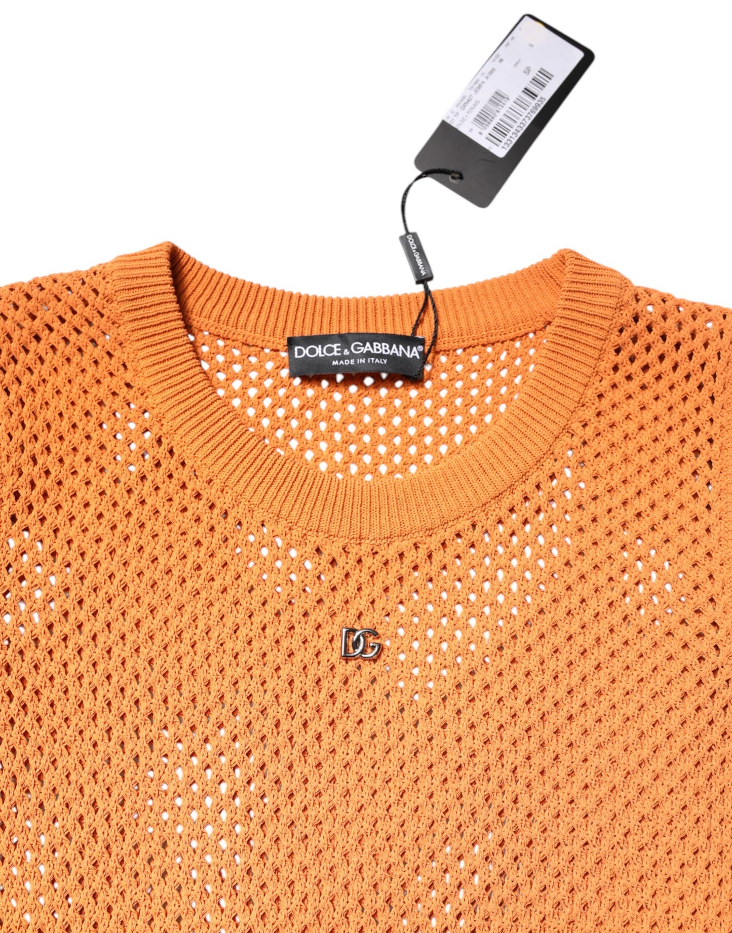 Dolce & Gabbana Orange Cashmere Rund Ärmlös T-shirt