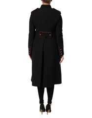 Dolce & Gabbana Black Wool Single Breasted Trench Coat Jacket