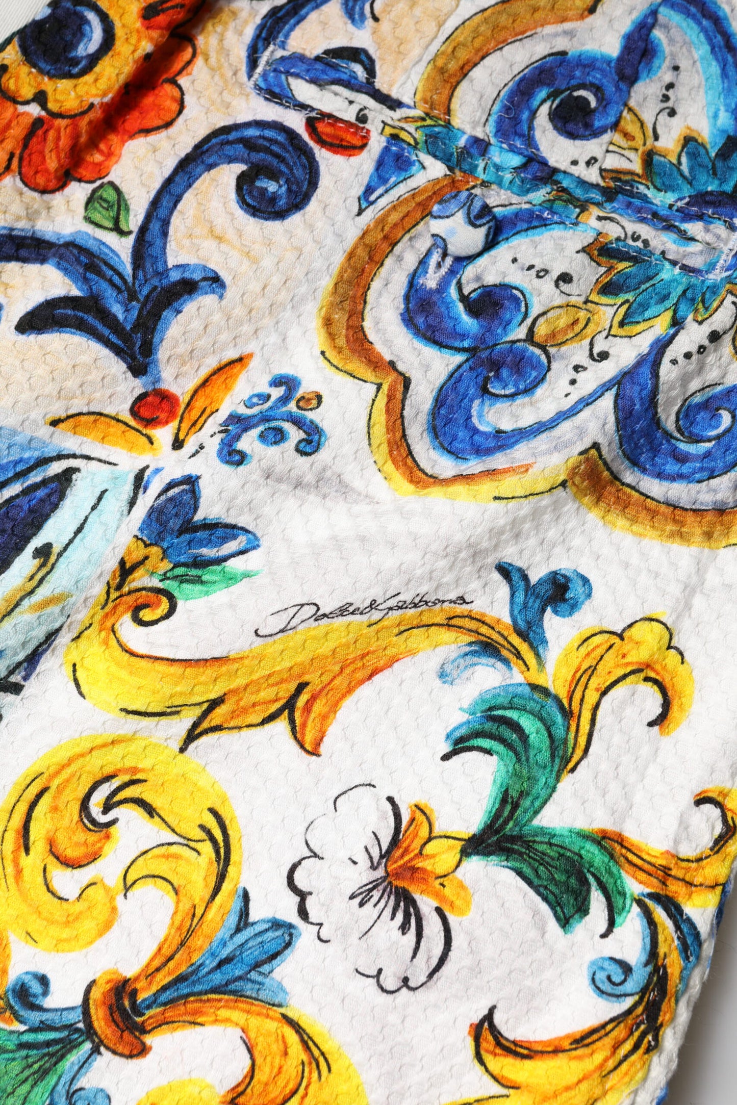 Dolce & Gabbana Flerfargede Majolica-trykk Shorts med høy midje