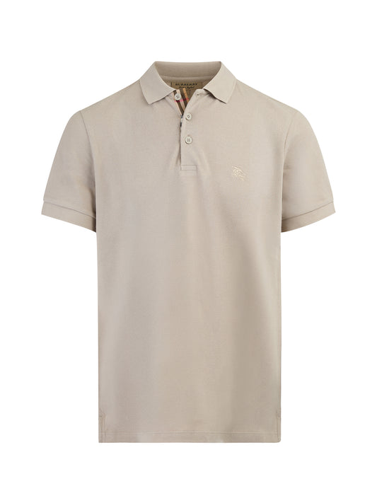 Burberry Poloshirt med blek stenfärgad bomullskrage