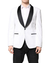 Dolce & Gabbana White Nylon Single Breasted Coat Blazer