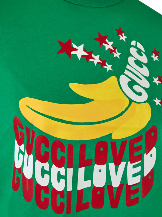 Gucci Grön Bomulls-T-shirt Med Logotyp