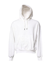 Dolce & Gabbana White Embossed Logo Hooded Sweatshirt Sweater