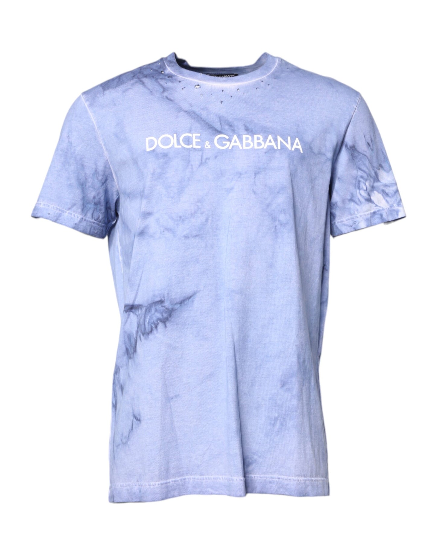 Dolce & Gabbana Blå bomulls-t-shirt med logotyp och rund halsringning