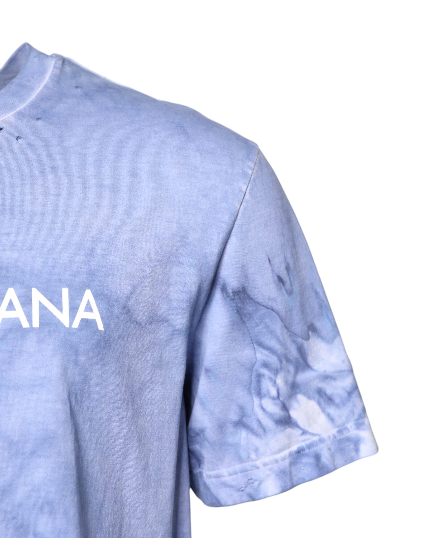 Dolce & Gabbana Blå bomulls-t-shirt med logotyp och rund halsringning