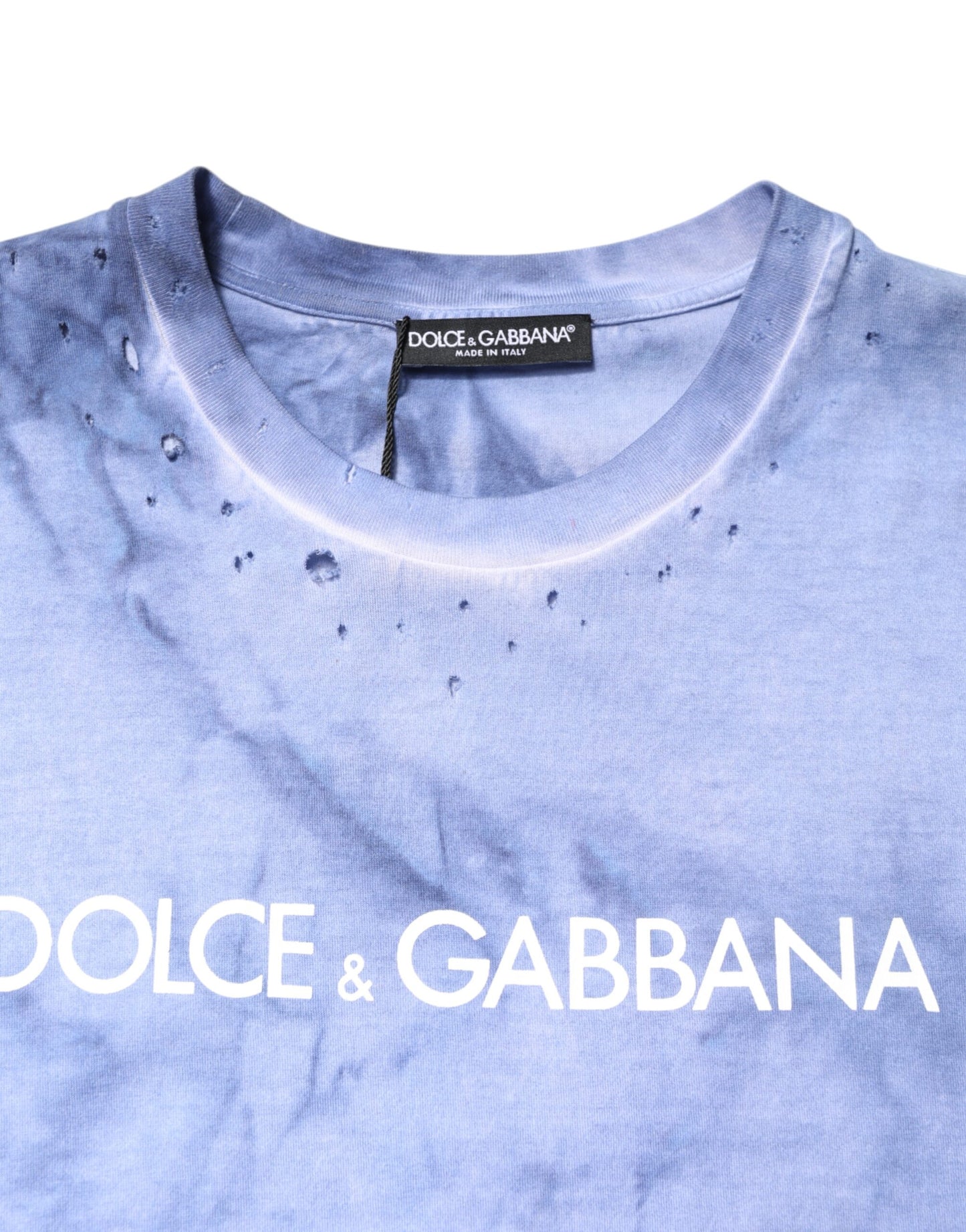 Dolce & Gabbana Blå bomulls-t-shirt med logotyp och rund halsringning