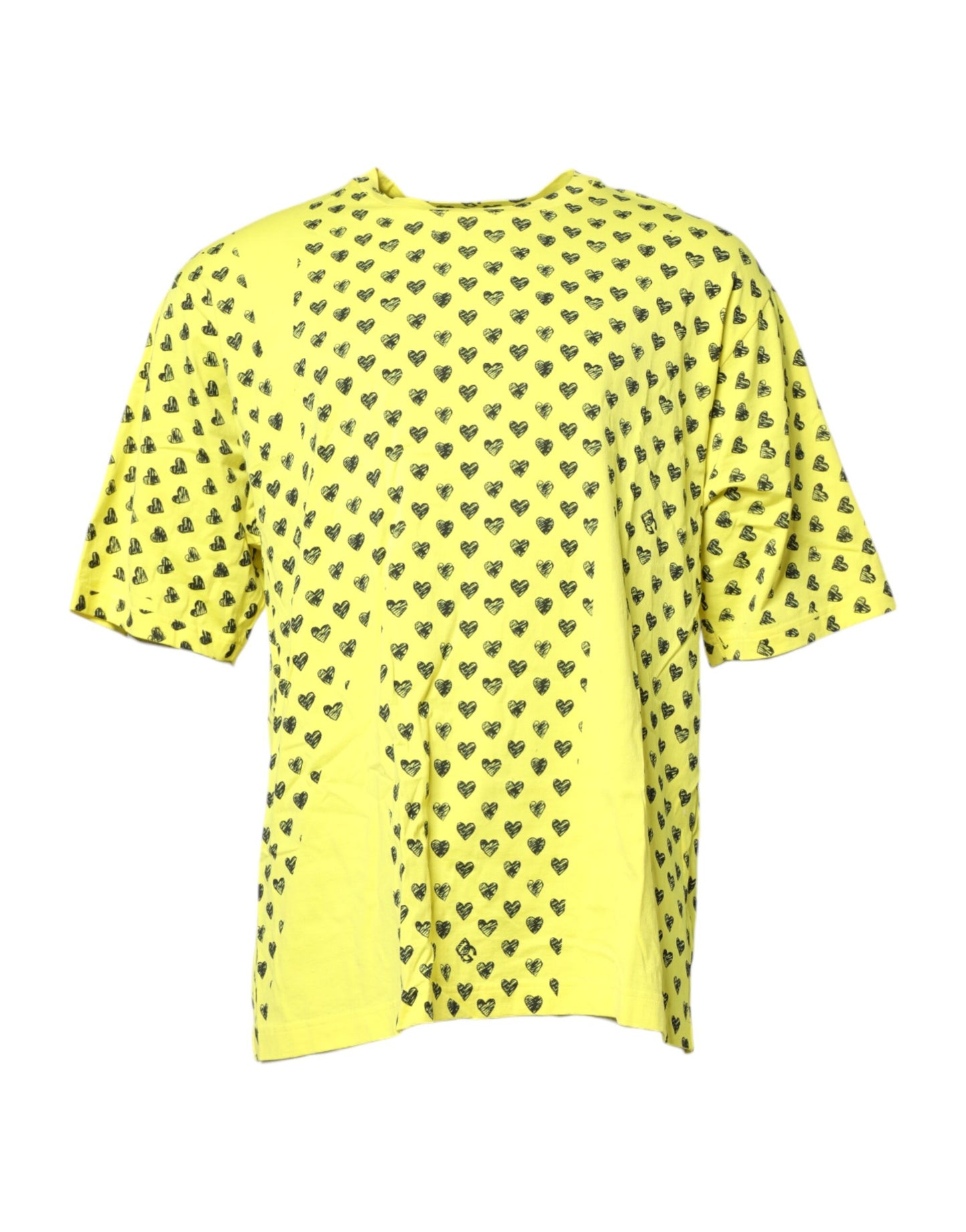 Dolce & Gabbana Gul Bomull DG Hjärttryck Rund Hals T-shirt