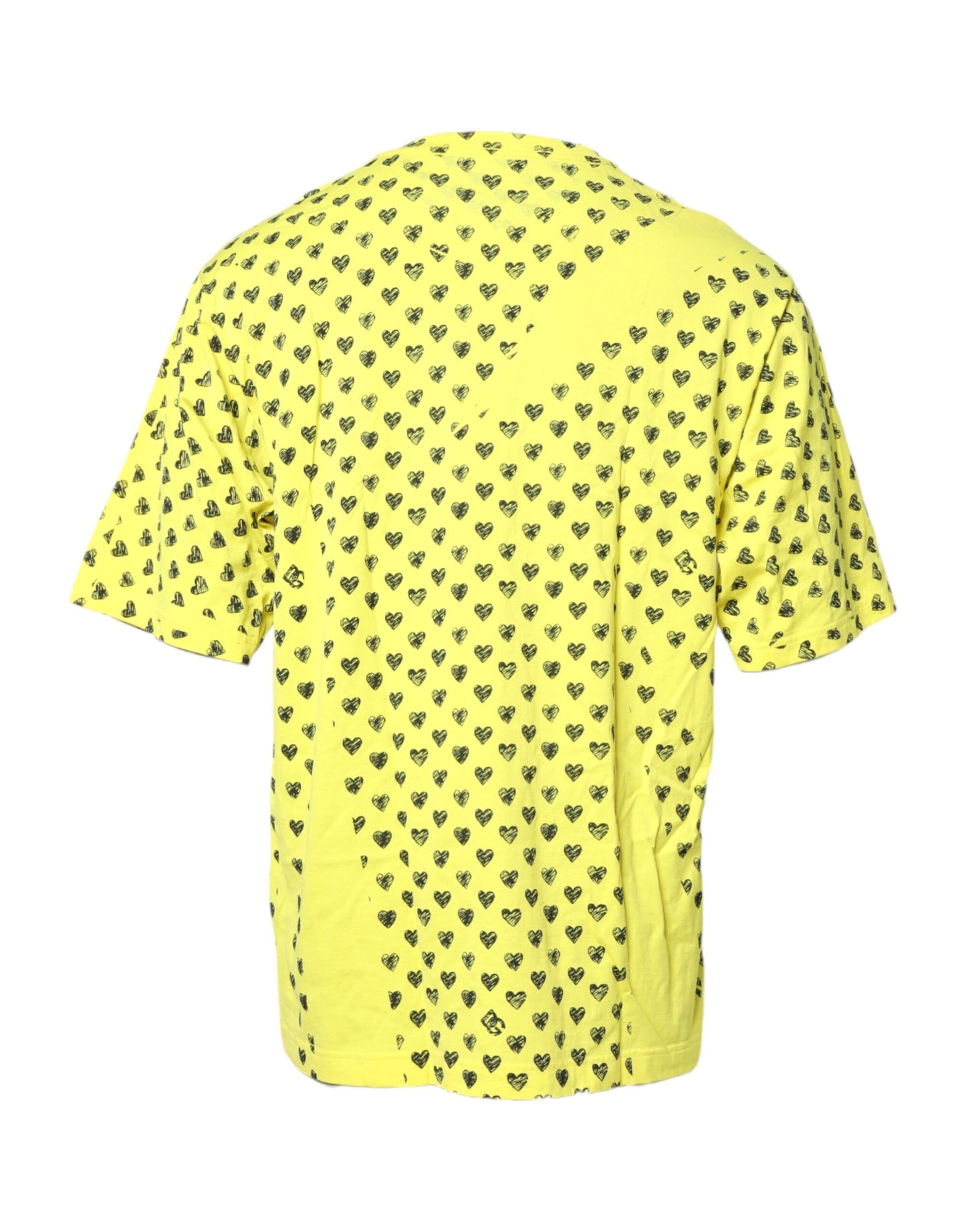 Dolce & Gabbana Gul Bomull DG Hjärttryck Rund Hals T-shirt