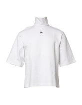 Dolce & Gabbana White Cotton Turtleneck DG Applique T-shirt