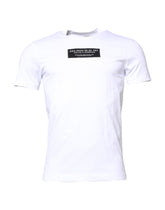 Dolce & Gabbana White Cotton Logo Patch Crew Neck T-shirt