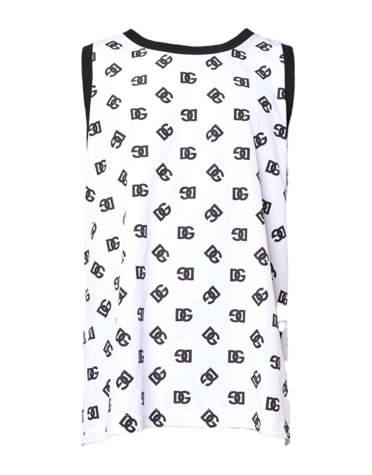 Dolce & Gabbana Hvit Polyester Ermeløs DG Logo T-skjorte