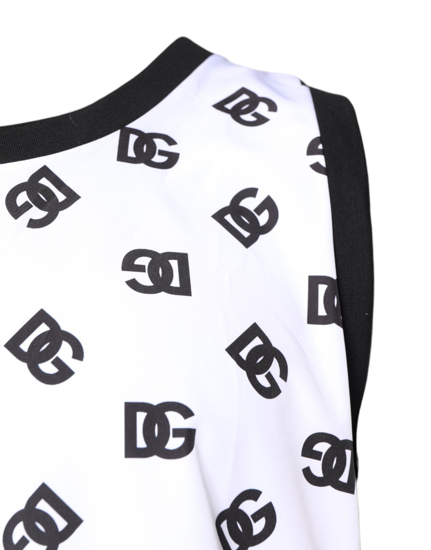 Dolce & Gabbana Hvit Polyester Ermeløs DG Logo T-skjorte