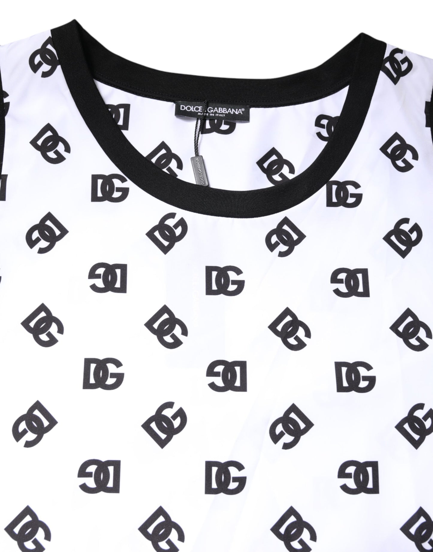 Dolce & Gabbana Hvit Polyester Ermeløs DG Logo T-skjorte