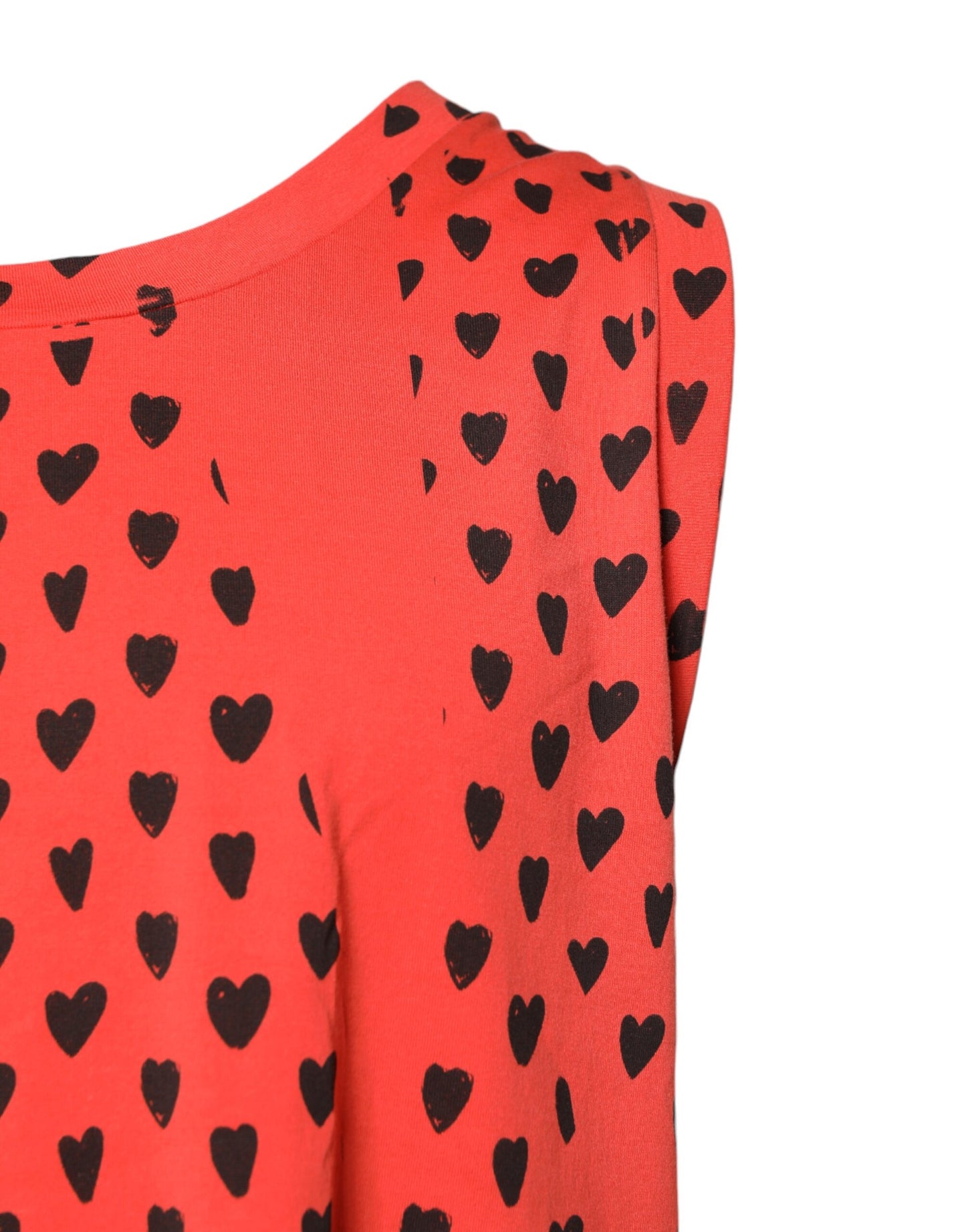 Dolce & Gabbana Röd Bomull Ärmlös DG Hjärtlogotyp T-shirt
