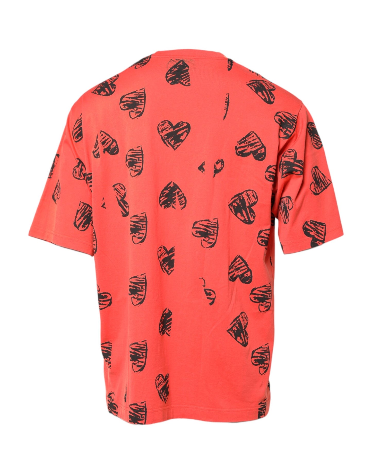 Dolce & Gabbana Röd Bomull Kortärmad DG Hjärtlogotyp T-shirt