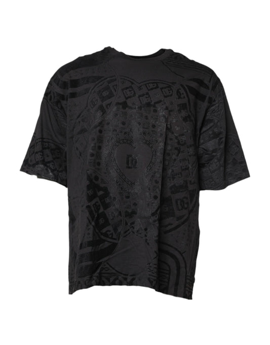 Dolce & Gabbana Black Cotton Bandana Logo Crew Neck T-shirt