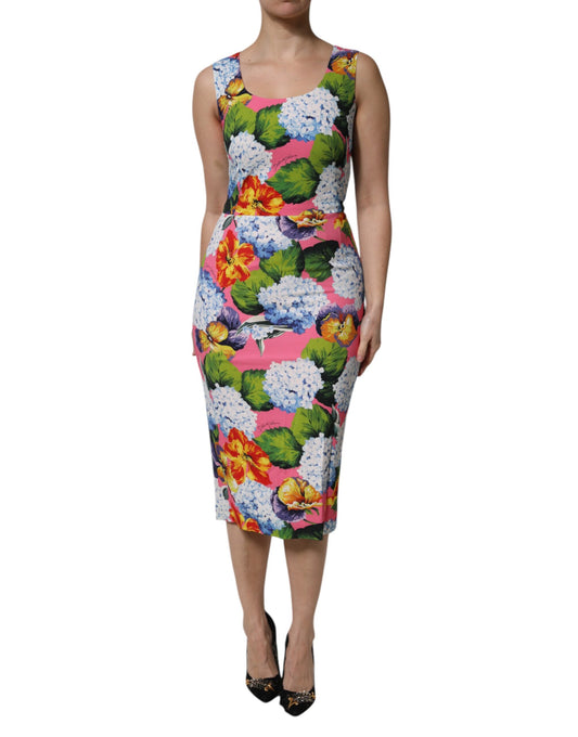 Dolce & Gabbana Multicolor Floral Sleeveless Sheath Dress