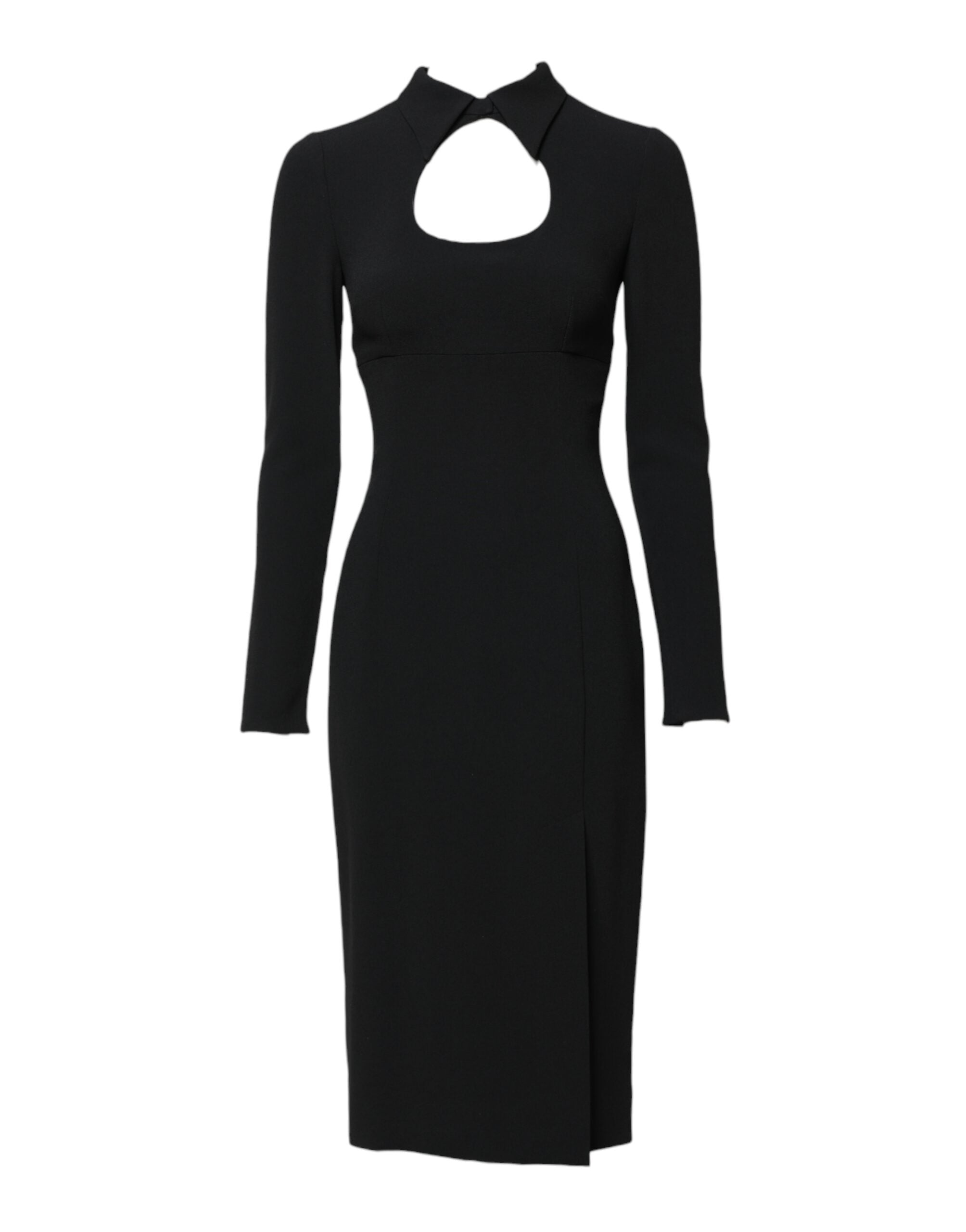 Svart Långärmad Bodycon-klänning i Midi-modell