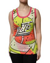 Dolce & Gabbana flerfarget trykt topp med krystallpynt