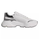 Dolce & Gabbana White Silver DAYMASTER Leather Sneakers Shoes