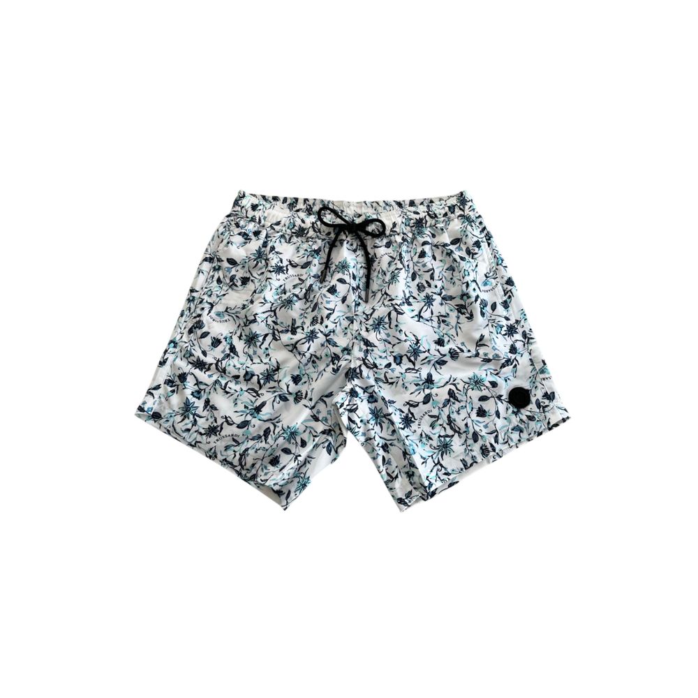 Hvite polyester herre badeshorts