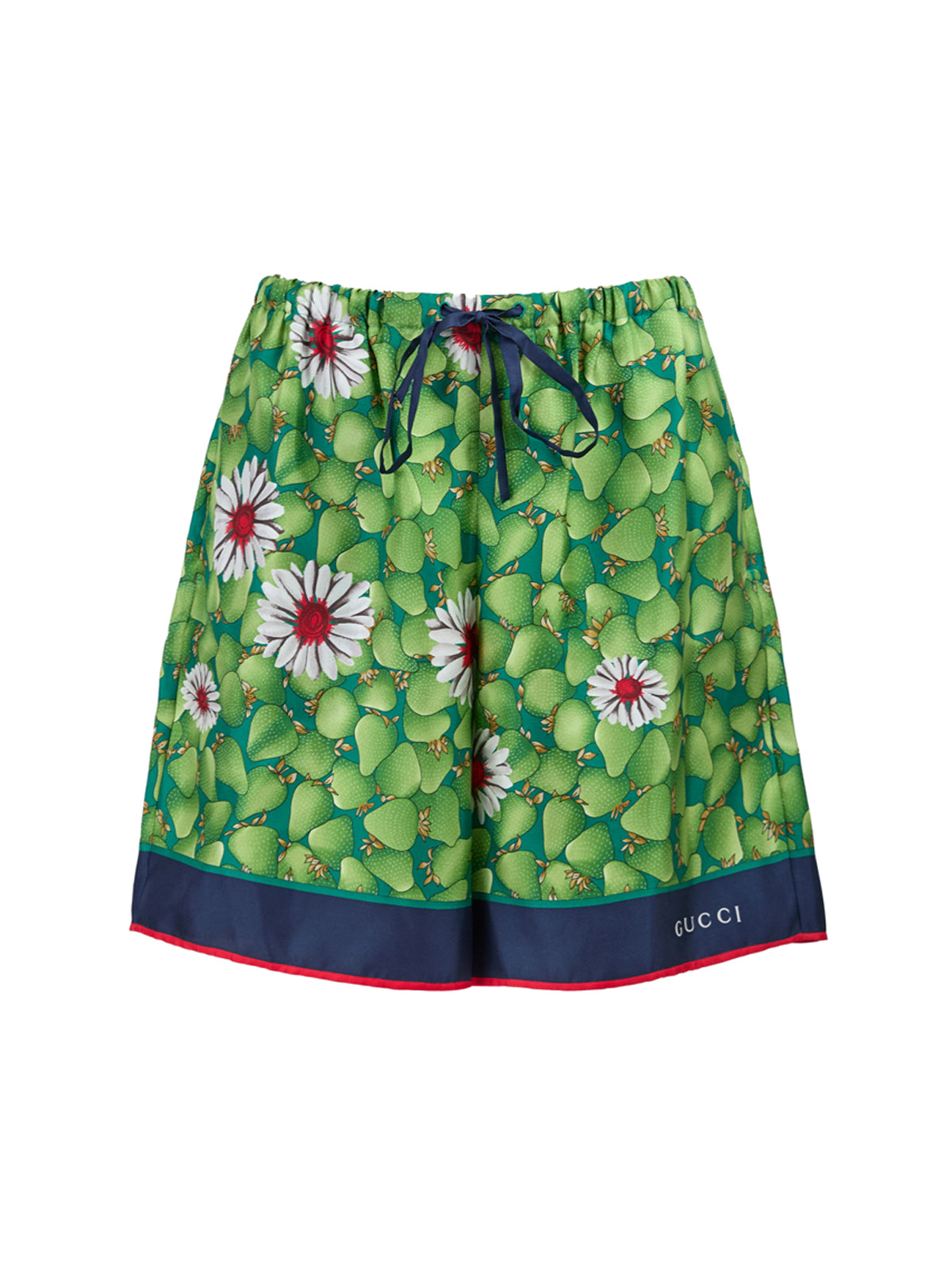 Gucci Gröna Blommiga Sidenshorts