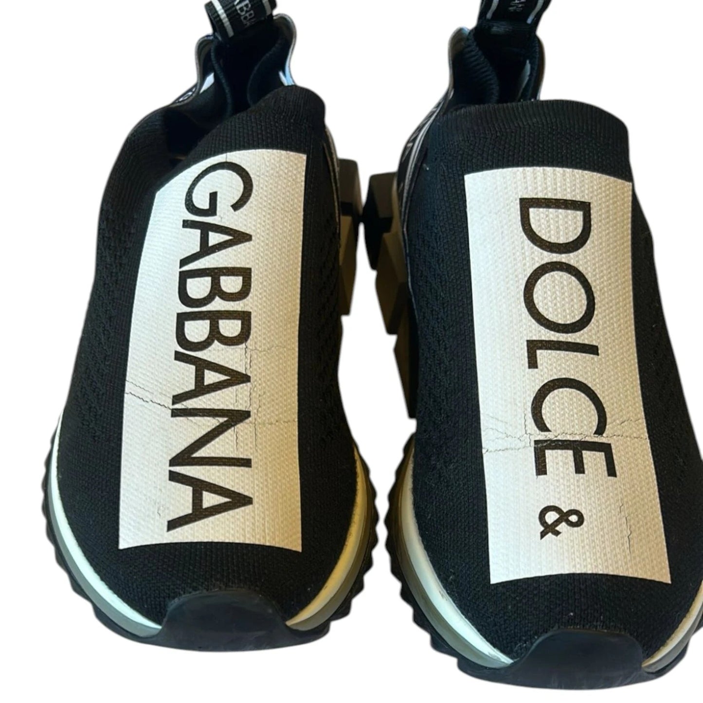 Dolce & Gabbana Svarta Vita Slip On Sorrento Sneakers Skor