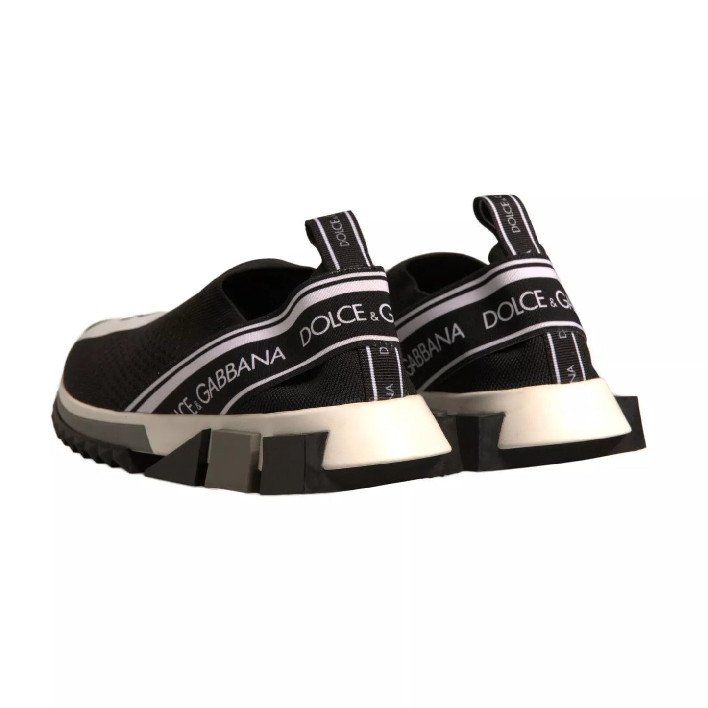 Dolce & Gabbana Svarta Vita Slip On Sorrento Sneakers Skor