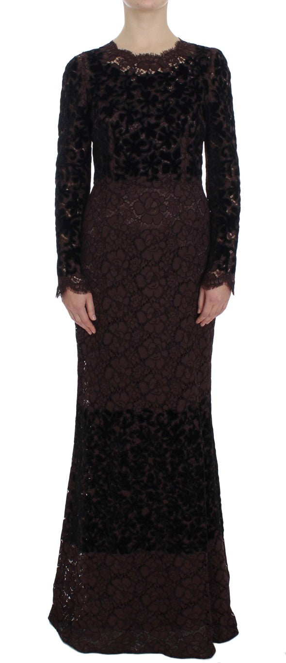 Dolce & Gabbana lila blommig spets Ricamo Maxiklänning