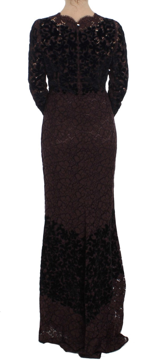 Dolce & Gabbana lila blommig spets Ricamo Maxiklänning