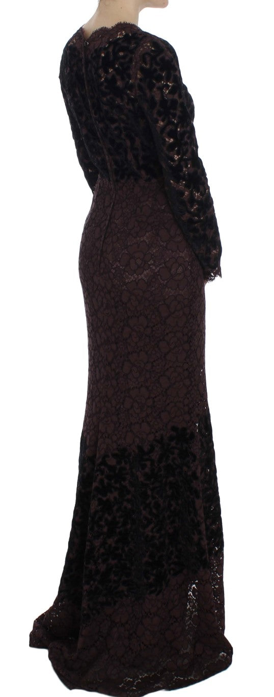 Dolce & Gabbana lila blommig spets Ricamo Maxiklänning